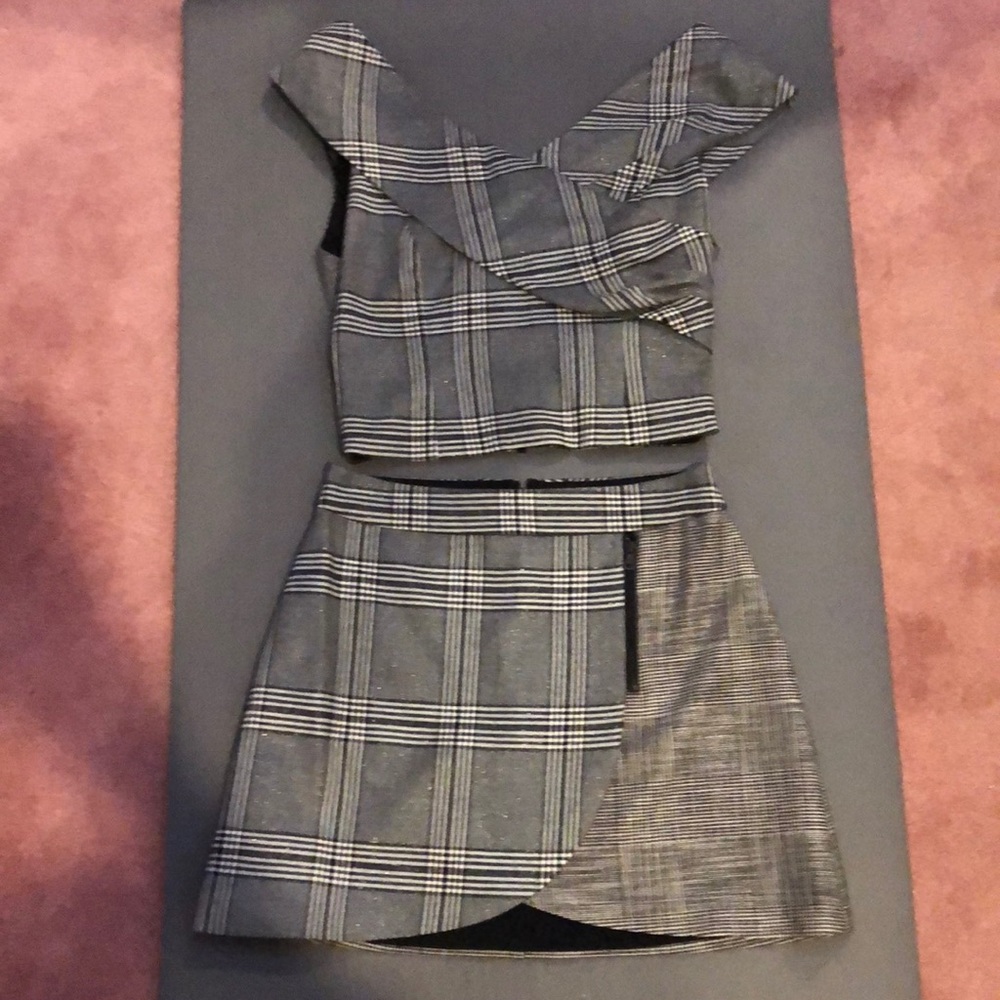 Alice and Olivia plaid top and bottom